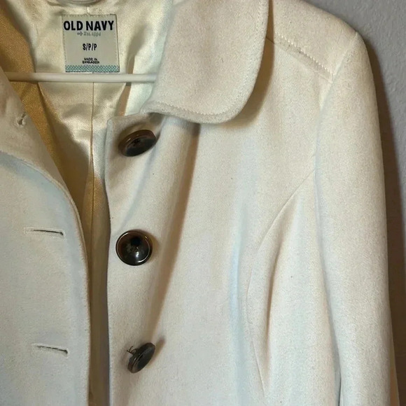 Old Navy Woman Wool Blend Ivory Coat size Small - Picture 2 of 6